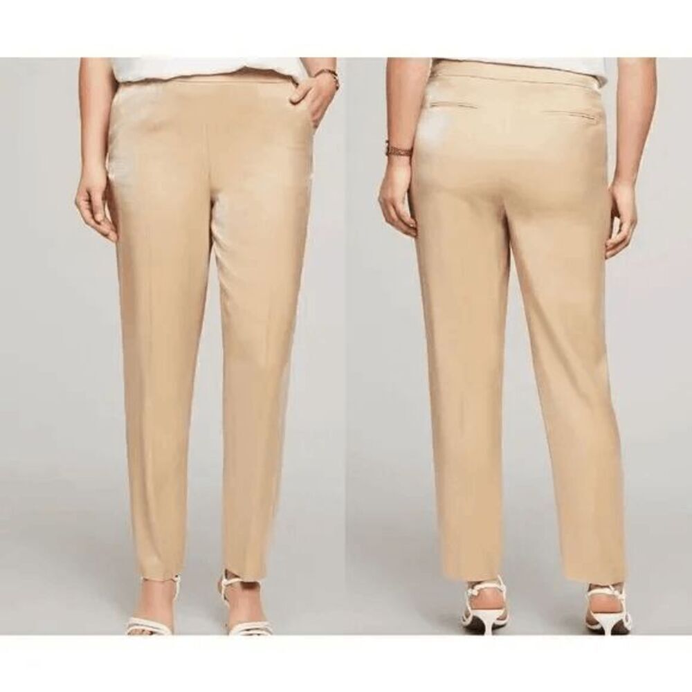 Anne Klein Women's Light Coffee Shimmer Twill Side Zip Pants 10